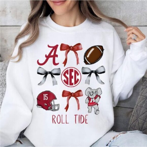 Alabama CrimsonTide Sweatshirt, RollTide Football Crewneck, Cute Game shirt HJ45 - Picture 1 of 2